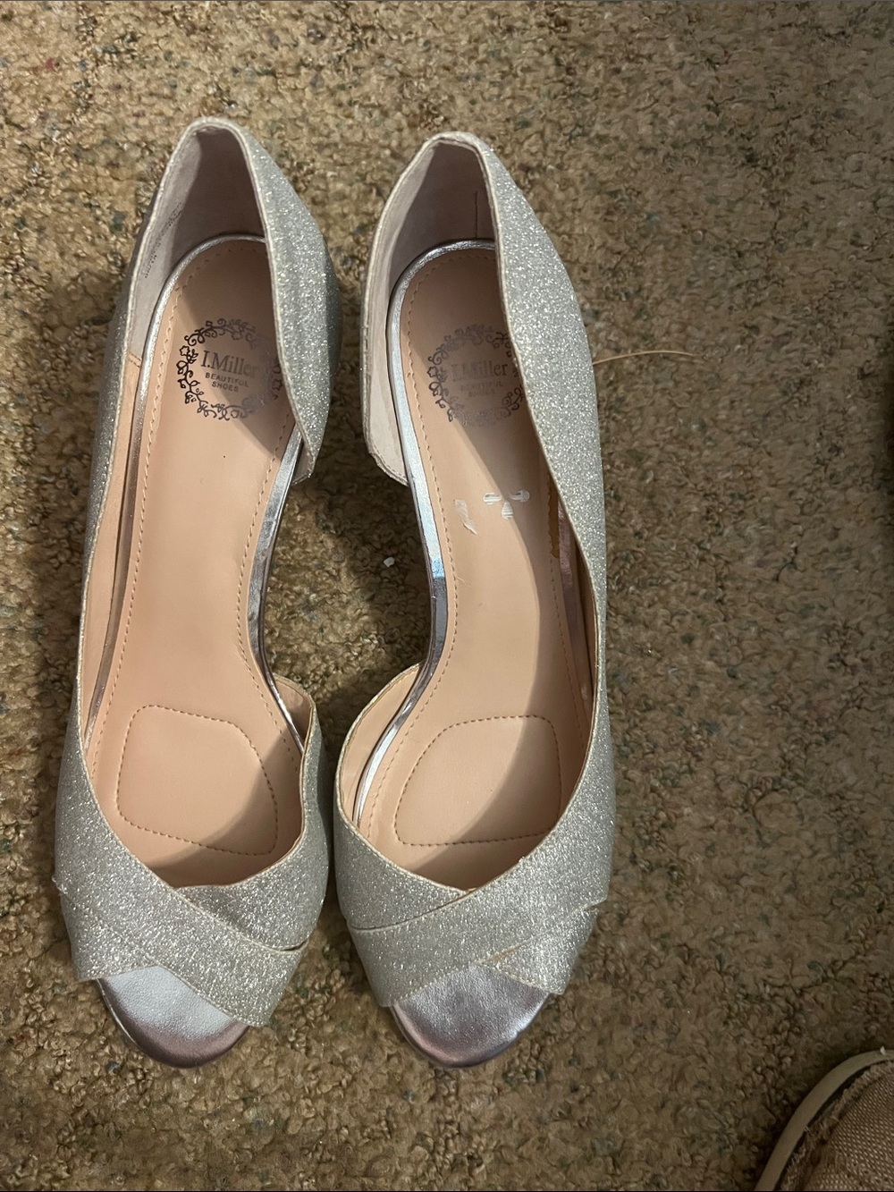 Sparkle Open-Toe D'Orsay Heels in Silver